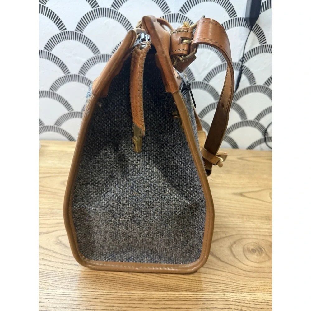 Hartmann Vintage Blue Tweed and Belting Leather Briefcase Laptop Bag Academia